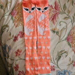 Justice Orange and White Fox Socks